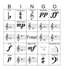 note name symbols bingo card