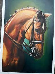 Original Horse Face Oil Painting On