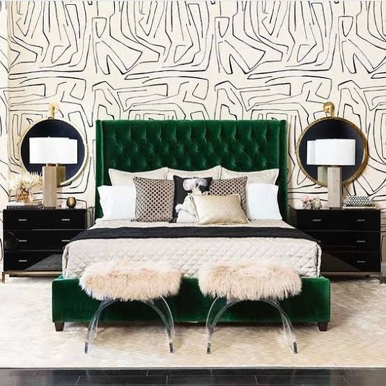 Bedroom with wallpaper 