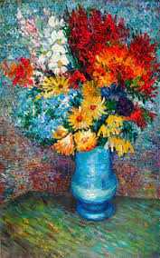 flowers in a blue vase van gogh