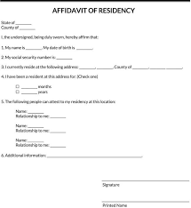 how to write an affidavit of residence