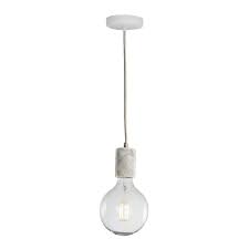 Bulbrite 1 Light White Natural Marble Pendant Socket And Canopy With Led 7w G40 Filament Light Bulb 810105 The Home Depot