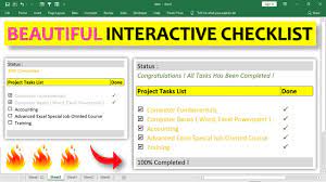 interactive checklist in excel