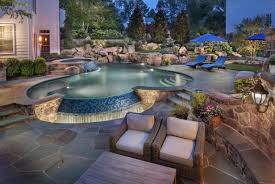 stone patio with infinity pool