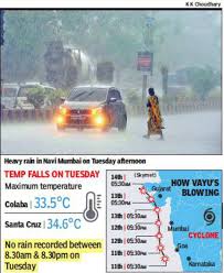 Mumbai Weather Temperature Falls As Vayu Brings Rain To