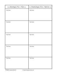 T Chart Template In Word And Pdf Formats