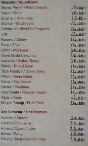 menu at safa istanbul ilyas bey cad