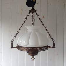 large antique milk glass hanging light