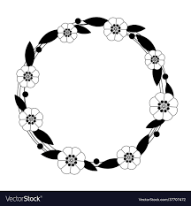 flower circle frame on white background