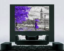 Big Ben Purple Umbrella Canvas Wall Art
