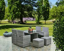 Rattan 9 Piece Cube Set Table Chairs