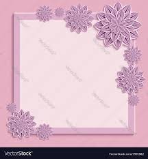 pink square frame with 3d paper flowers