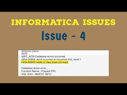 informatica issues ora 00942 table