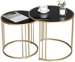 These versatile metal accent tables are perfect replicas of a set designer suzanne kasler enjoys at home. Amazon Com Round Modern Nest Coffee Tables For Small Spaces Nesting End Tables Stacking Tables Glass And Metal Set Of 2 Black Home Kitchen