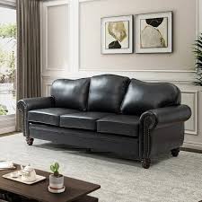 genuine leather camelback straight sofa