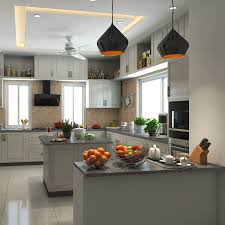 An Elegant Kitchen With Beautiful Pendant Lights White