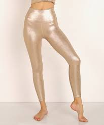 Beyond Yoga Luxe High Waisted Midi Legging Matte Light Gold Foil