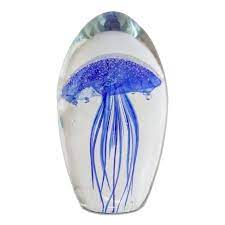 blue large glass jelly fish 6 glow in