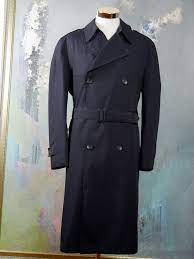 Navy Blue Trench Coat European Vintage