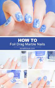 foil drag marble nail art how to