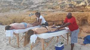 Couples massage at Cupecoy beach.