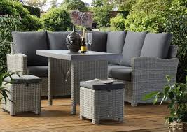 Grey Rattan Outdoor Corner Dining Set