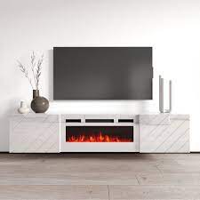 Luxe Wh Ef Floating Fireplace Tv Stand