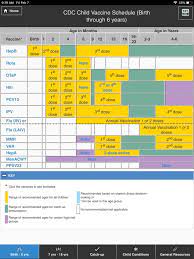cdc vaccine schedules on the app