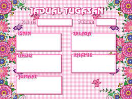 Aplikasi android jadwal waktu sholat seluruh kota di indonesia terdiri dari jadwal sholat bulanan jadwal sholat harian kalender hijraiyah. Jadual Waktu Kelas Carta Organisasi Tugasan Pink Koleksi Grafik Untuk Guru