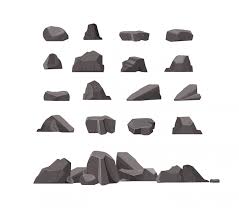 Free Vector Rock Stones Flat Icon Set