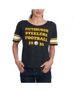 Pittsburgh Steelers Womens 5th Ocean Boxy Black T Shirt