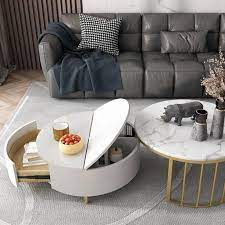 Trendy Round Marble Coffee Table With
