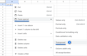 transpose data in google sheets