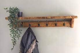 Coat Hanger With Shelf Wooden Rustic
