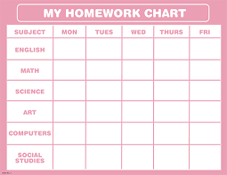 Student Homework Chart Pretty In Pink School Homework