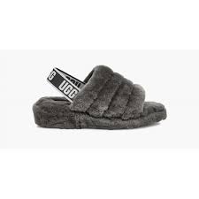 UGG Women's Fluff Yeah Slide Slippers - Charcoal - Size 9