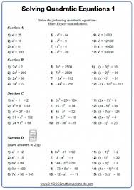 Factorising Quadratics Worksheet