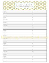 Contact Sheet Phone Numbers Addresses Free Printable
