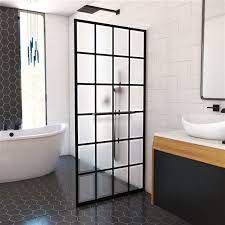 Frameless Fixed Satin Black Shower Door