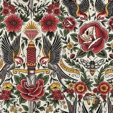 tattoo fabric wallpaper and home decor