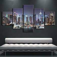 New York City Nyc Night Skyline Framed