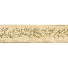 wallpaper border beige pattern olive