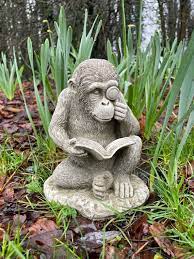 Studious Monkey Ape Stone Garden Statue