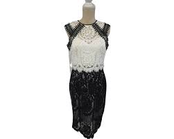 lipsy black and white lace dress size
