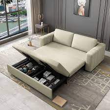 82 beige sofa bed convertible sleeper