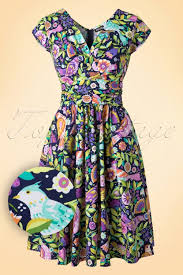 50s Painted Paradise Dress In Purple