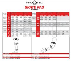 Pro Tec Skate Pads Size Chart