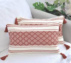 boho lumbar pillow covers with tels