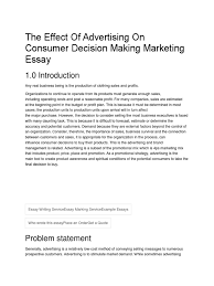 The Effect Of Advertising On Consumer Decision Making Marketing