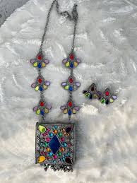 multicoloured oxidised jewellery set